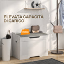 Panca Contenitore in Legno con Cuscino in Tessuto 103L 75x40x56cm Bianco 