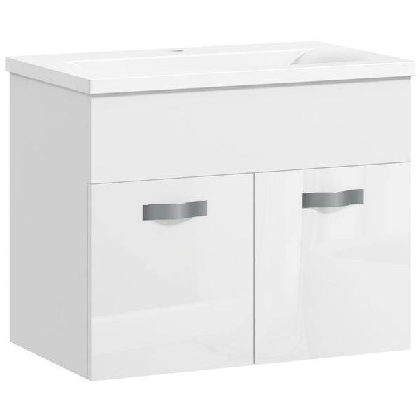 sconto Mobile da Bagno Sospeso con Lavabo in Ceramica 61x40x50 cm Bianco Lucido