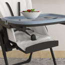 Seggiolone Pappa Pieghevole per Bambini 70x53x107 cm Altezza Regolabile e Schienale Inclinabile Nero e Bianco