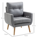 Sedia Imbottita 72x73x94 cm  in Tessuto Microfibra Grigia