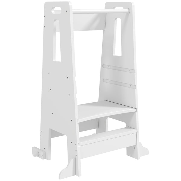 prezzo Torre Montessoriana Scala con Barra di Sicurezza Regolabile su 3 Livelli 45x47,5x91 cm in Legno Bianco