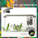 Acquario in Vetro con Luci LED da 20L 38x26x27 cm Filtro e Pompa d'Acqua Bianco   