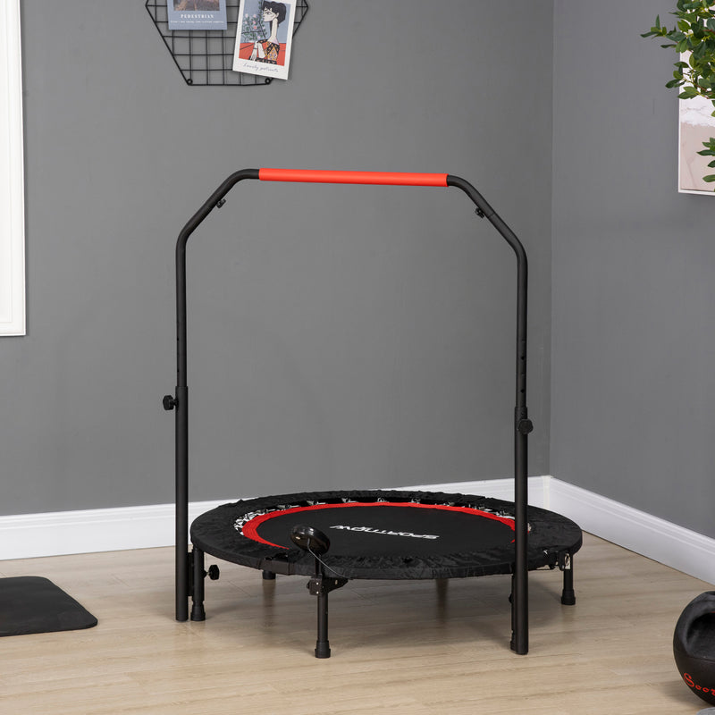 Mini Trampolino Fitness Ø102 cm Regolabile in Altezza Pieghevole con Manubrio Nero   