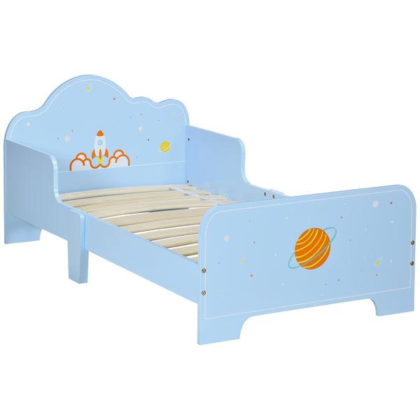 sconto Letto per Bambini con Sponde 143x74x59 cm Fantasia Spaziale Azzurro