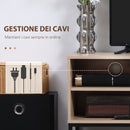 Mobile TV max 60" con 4 Ripiani e Armadietto a 2 Livelli 140x40x55,3 cm in MDF e  Acciaio