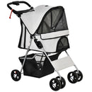 Passeggino per Cani Pieghevole con 3 Reti e Cerniera 75x46x94 cm in Ferro e Tessuto Oxford Grigio