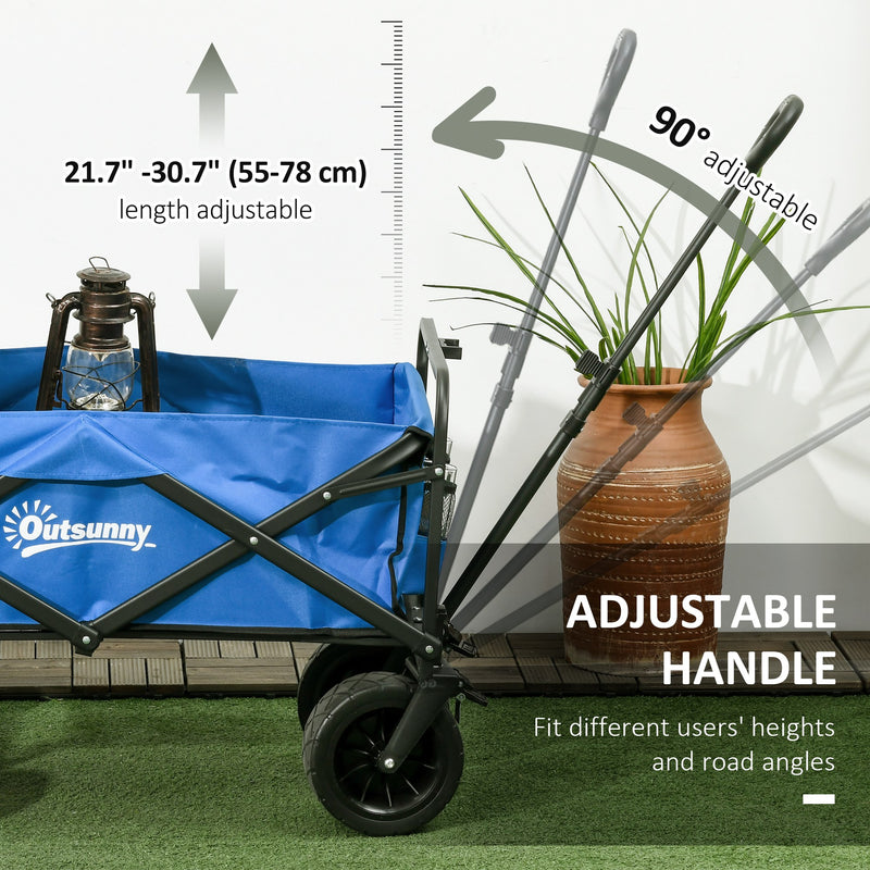 Carrello da Giardino 110L con Maniglia Telescopica e Borsa Termica  in Acciaio e Tessuto Blu