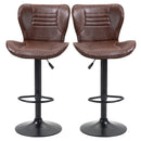 Set 2 Sgabelli da Bar con Altezza Regolabile e Seduta Girevole in Finta Pelle Marrone 