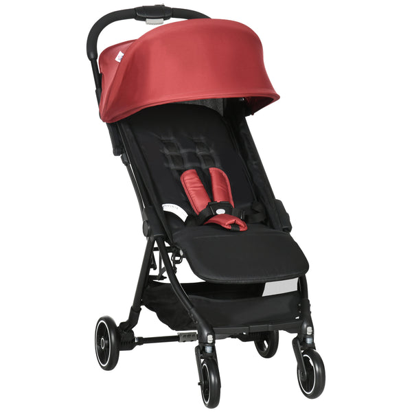 Passeggino Leggero per Bambini Pieghevole 128x58x106 cm con Tettuccio in Alluminio e Tessuto Oxford Rosso e Nero prezzo