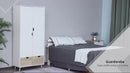 Kleiderschrank 80x40x180 cm 2 Türen und 2 Schubladen Weiß