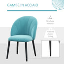 Set 2 Sedie Imbottite 52x54x79 cm in Tessuto Effetto Velluto Verde Chiaro