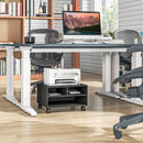 Mobile Porta Stampante a 2 Ripiani in Legno con Ruote per Ufficio e Studio 47x40x22,5 cm in Truciolato Nero