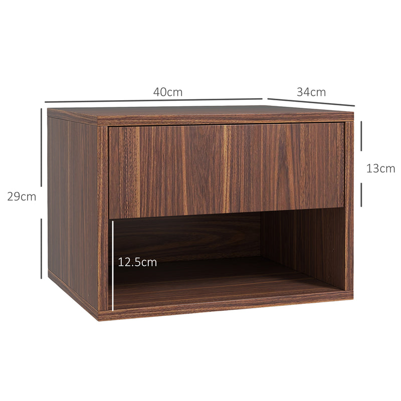 Set 2 Comodini con Cassetto e Ripiano a Giorno 40x34x29 cm in Legno Marrone  