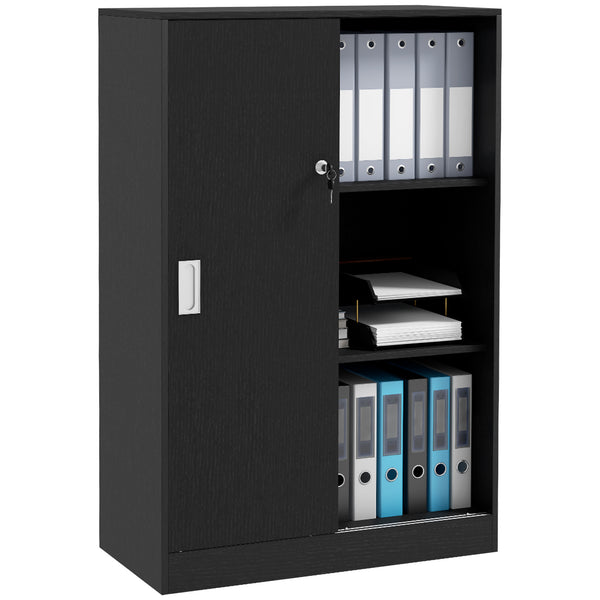 online Armadietto da Ufficio 80x40x120 cm Ante Scorrevoli con 2 Chiavi di Sicurezza Nero