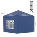 Gazebo Pieghevole da Giardino 2,95x2,95x2,58m in Acciaio e Tessuto Oxford Blu
