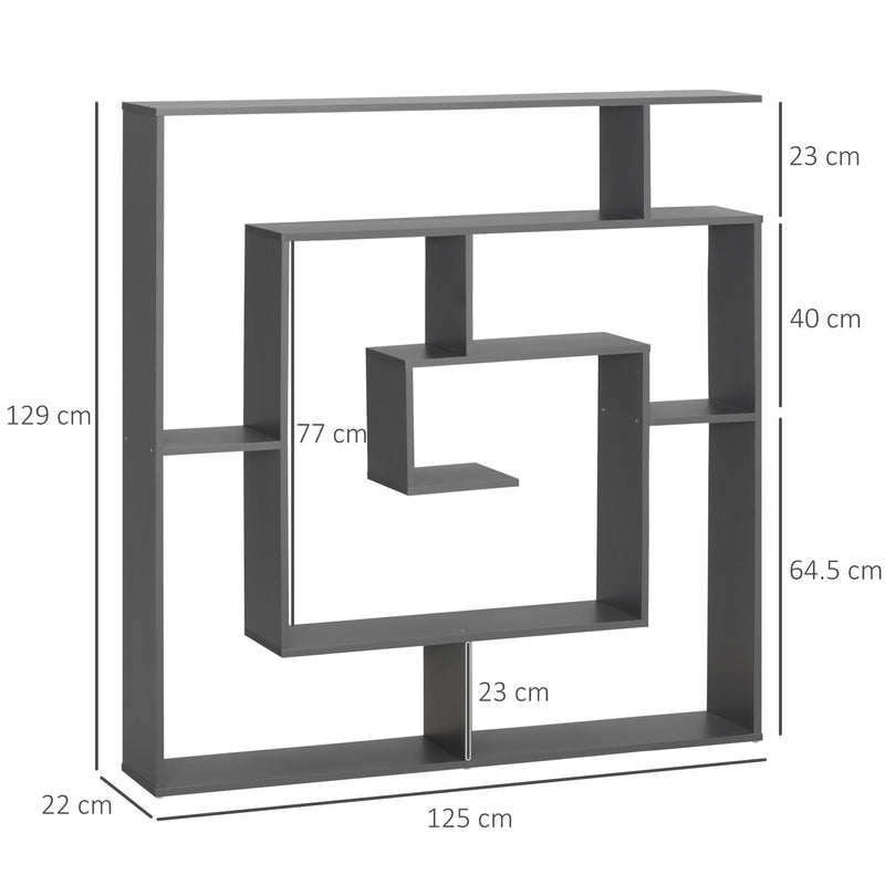 Libreria con Ripiani Irregolari 125x22x129 cm in Legno Truciolato Grigio