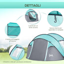 Tenda da Campeggio 3 Persone a Cupola Pop-Up Automatica a Igloo 286x209x122 cm in Poliestere Azzurro