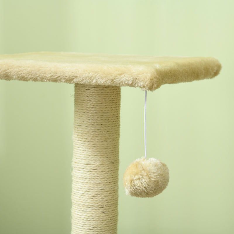 Tiragraffi per Gatti Albero a 3 Livelli 40x35x72 cm in Peluche e Sisal Crema  