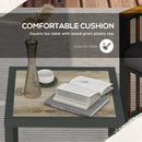 Set Tavolino e 2 Sedie da Giardino  in Acciaio e Rattan Grigio