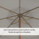 Ombrellone da Giardino Ø325x250 cm in Bambù e Poliestere Grigio  