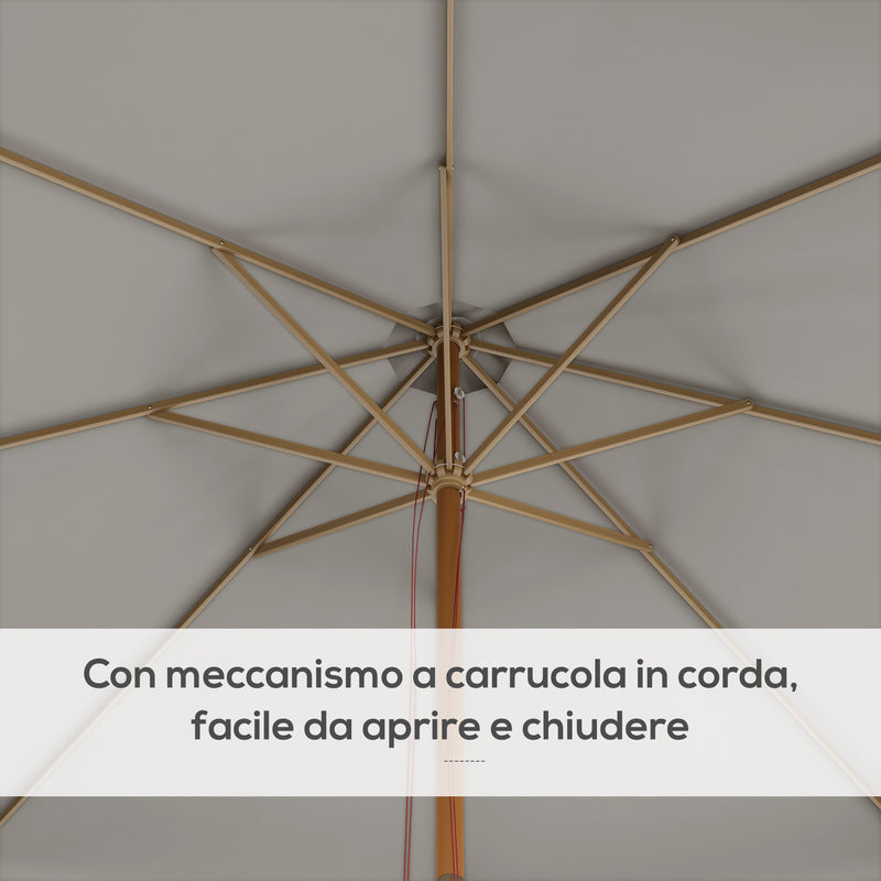 Ombrellone da Giardino Ø325x250 cm in Bambù e Poliestere Grigio  