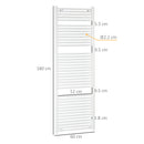 Termoarredo Scaldasalviette 39 Barre 60x180 cm in Acciaio Bianco