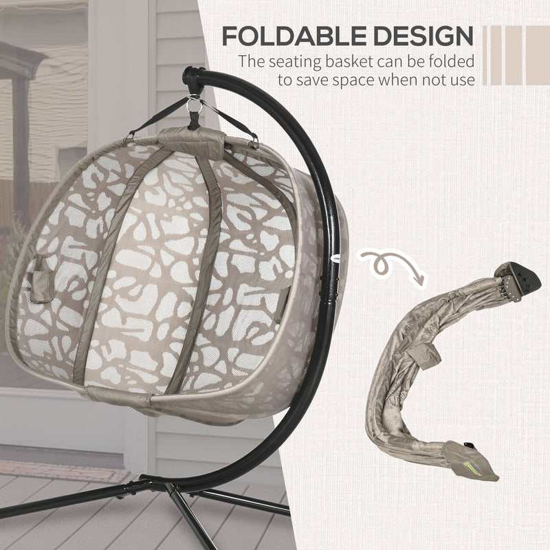 Amaca Dondolina 2 Posti da Giardino 130x103x172 cm in Acciaio e Poliestere Sabbia