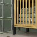 Mobile Sottolavabo Bagno con 2 Ante a Doghe 60x30x70 cm in Legno di Bambù e MDF con Intaglio a U Legno Naturale e Nero