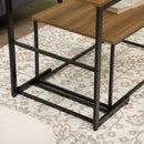Set 2 Tavolini Caffè Annidati in MDF e Acciaio Nero e Noce