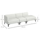 Divano 3 Posti Modulabile 250x75x70 cm in Tessuto Crema