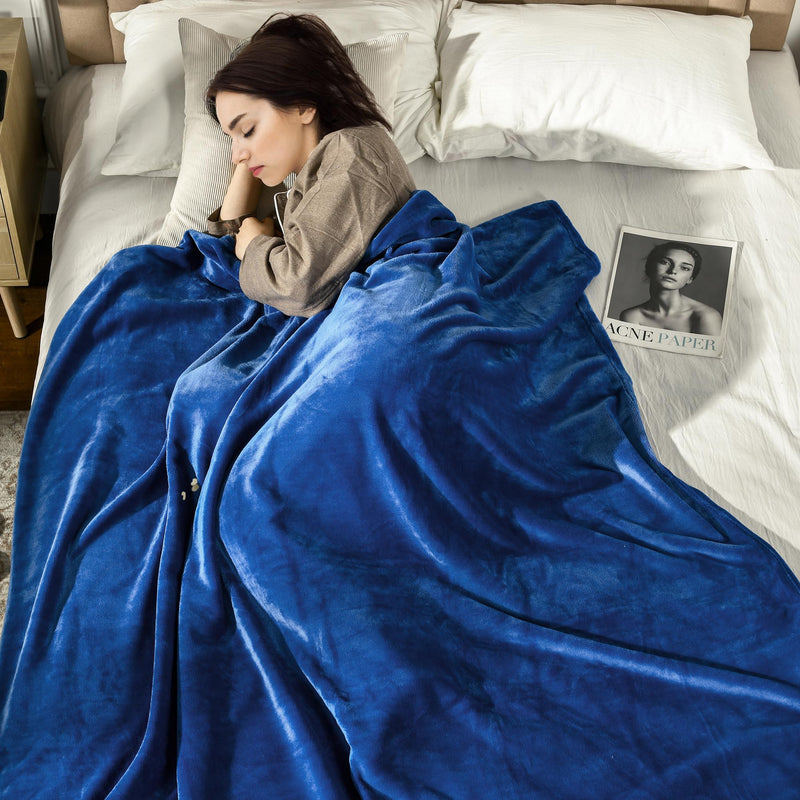 Coperta Reversibile 203x152x0,5 cm in Flanella 330 GSM Blu Scuro