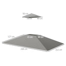 Copertura per Gazebo da Giardino 244x152 cm a 2 Livelli in Poliestere 160gsm Grigio Chiaro   