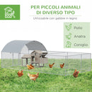 Pollaio Gabbia per Galline da Esterno 570x280 cm in Acciaio Grigio Argento