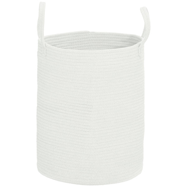 Cesto Portabiancheria Pieghevole con Manici 36L Ø38x45 cm in Cotone Naturale Bianco Crema 