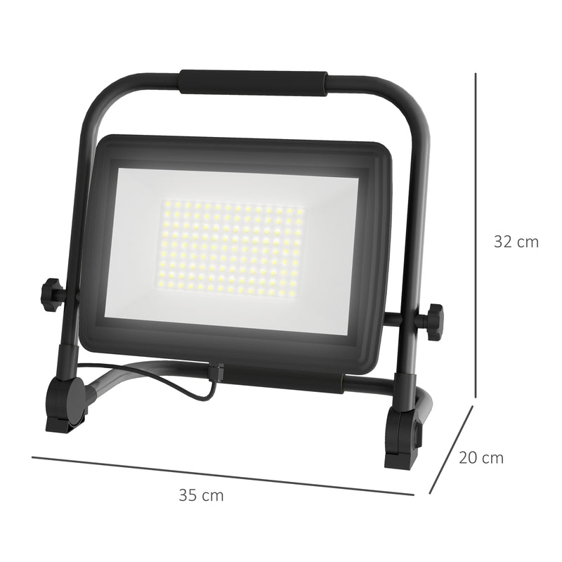 Faretto LED da Esterno IP65 35x20x32 cm da 6500k con Testa Girevole e Supporto Nero  