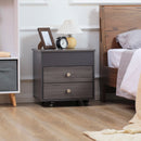 Comodino 2 Cassetti e Ruote con Piano Sollevabile 50x40x50 cm in Legno Grigio