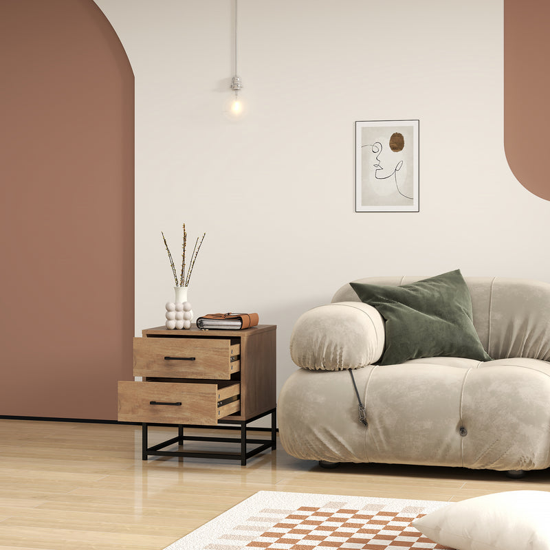 Set 2 Comodini Stile Industriale 40x39,5x48 cm in Legno e Acciaio   