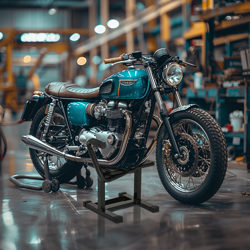 Cavalletto Alzamoto max 150kg con Superficie in Gomma e Manovella 48x34x43 cm in Acciaio Nero