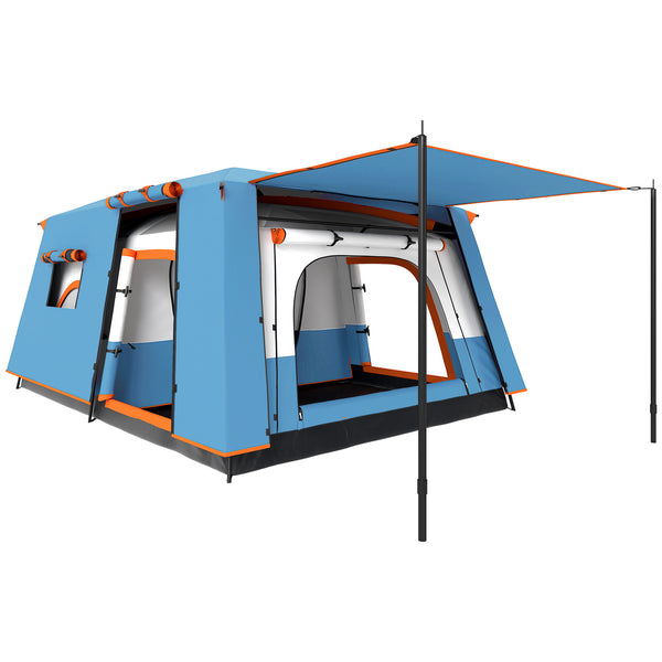 Tenda da Campeggio Impermeabile e UPF 30+ 430x305x195 cm per 4-6 Persone con 2 Stanze Blu acquista