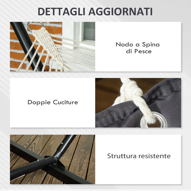 Amaca da Giardino Portatile 368x93x110 cm con Cuscino Integrato Grigio Scuro   