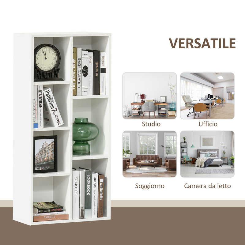 Libreria Moderna a Cubi con 7 Ripiani 50x24x106 cm in Legno Truciolato Bianca