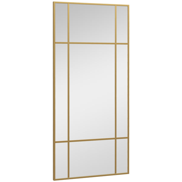 acquista Specchio da Parete Stile Finestra con Montaggio Verticale e Orizzontale 110x50 cm Cornice in Oro