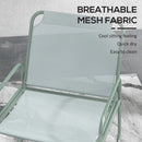 Set Tavolino Rotondo e 2 Sedie da Giardino in Acciaio e Tessuto a Rete Traspirante   Verde