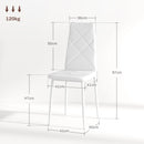 Set 6 Sedie da Pranzo Moderne Schienale Alto Cuciture a Diamante 41x50x97 cm Bianco  