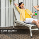 Set 2 Lettini Prendisole da Giardino 55x195x30 cm in Alluminio e Poliestere Beige