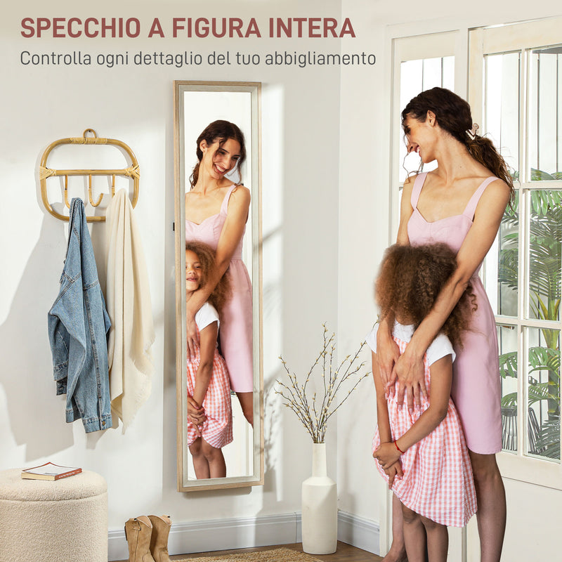 Specchio da Parete o da Terra Autoportante a Figura Intera 37x2,5x157 cm Cornice in Legno  