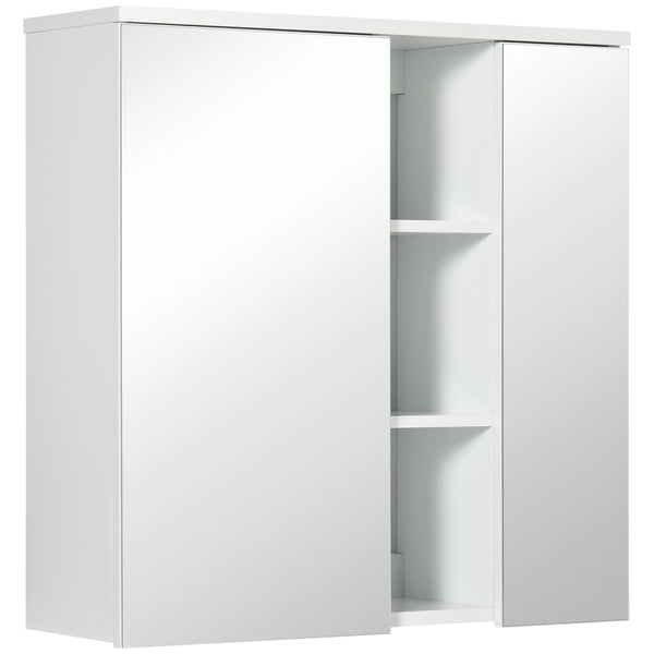 Specchiera da Bagno 2 Ante 60x20x61 cm Ripiani Aperti Bianco sconto