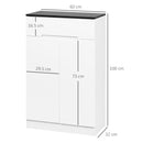 Scarpiera Slim 12 Paia di Scarpe 60x32x100 cm 3 Ripiani Regolabili e Cassetto in Truciolato Bianco