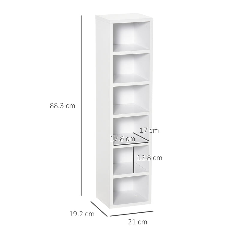 Set 2 Pezzi Mobile Libreria Porta CD 21x19.2x88,3 cm in Legno Bianco  
