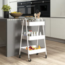 Carrello da Cucina Multiuso a 3 Livelli 42,4x29,8x74,5H cm con Ruote e Freno Bianco   